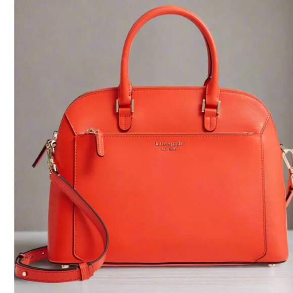 Kate Spade Louise Dome Satchel Medium Leather Crossbody Top Handle Bag Tamarillo - Picture 9 of 10